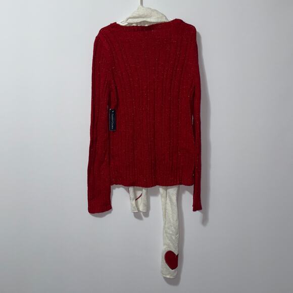 Faded Glory Girls Red Metallic Sweater & White Scarf Set Size M (7/8) - Picture 2 of 7